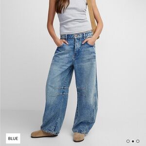 Free people we the free blue Good Luck loose barrel jean